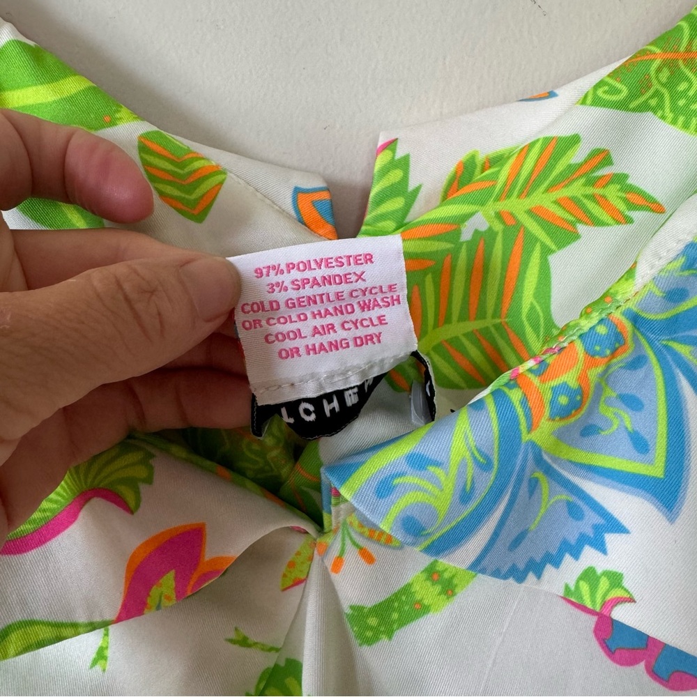 Gretchen Scott Jersey Fling Fantasy Ruffle Dress Glorious Brights Floral M - Picture 16 of 16